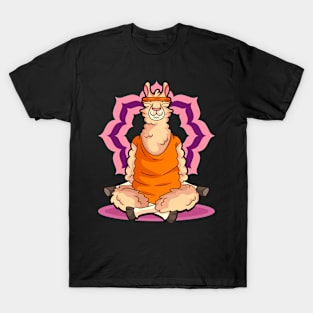 Llama with Headband Sitting and Meditating Funny Yoga Lover T-Shirt